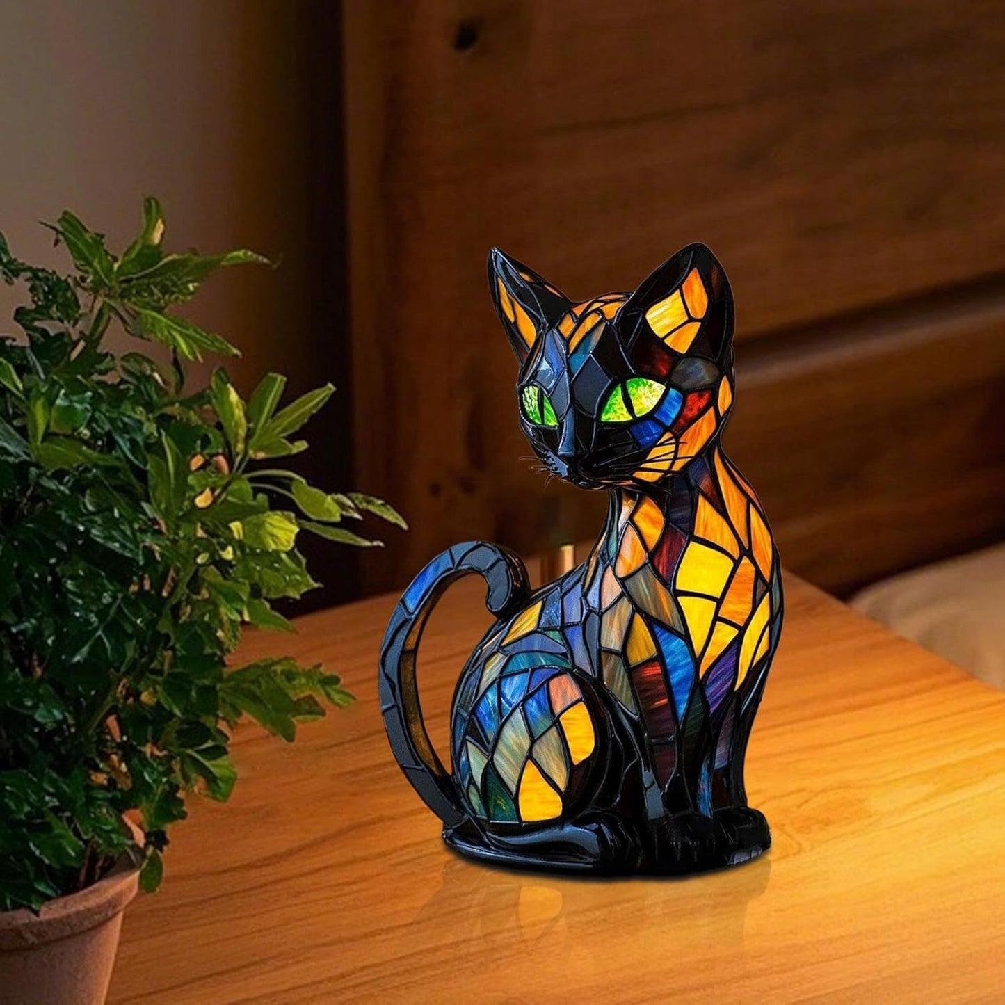 Vintažinis vitražinis kačių šviestuvas, naktinė lemputė, naktinė lemputė