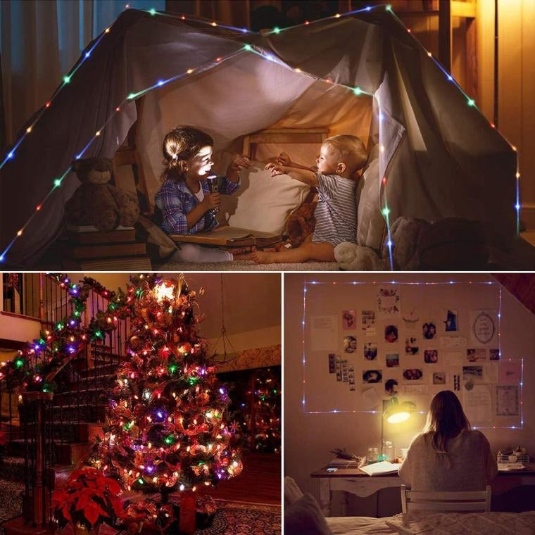 LED šviečianti žarna multikolorinė kalėdinė lauko namui 10m 8 FUNKCIJŲ