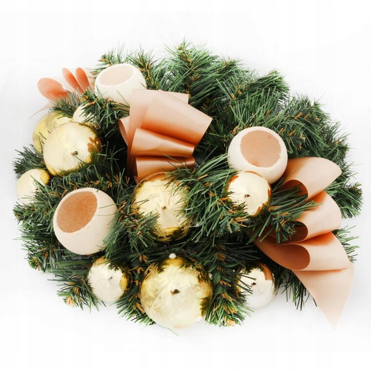 Dekoratyvinis kalėdinis vainikas, auksine, 40cm, ant durų, švenčių puošmena