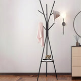 STOVĖJANTI METALINĖ JUODA LOFT STILIAUS 9 KABLIUKŲ 180 CM DRABUŽIŲ KABINIMO KROSNIS