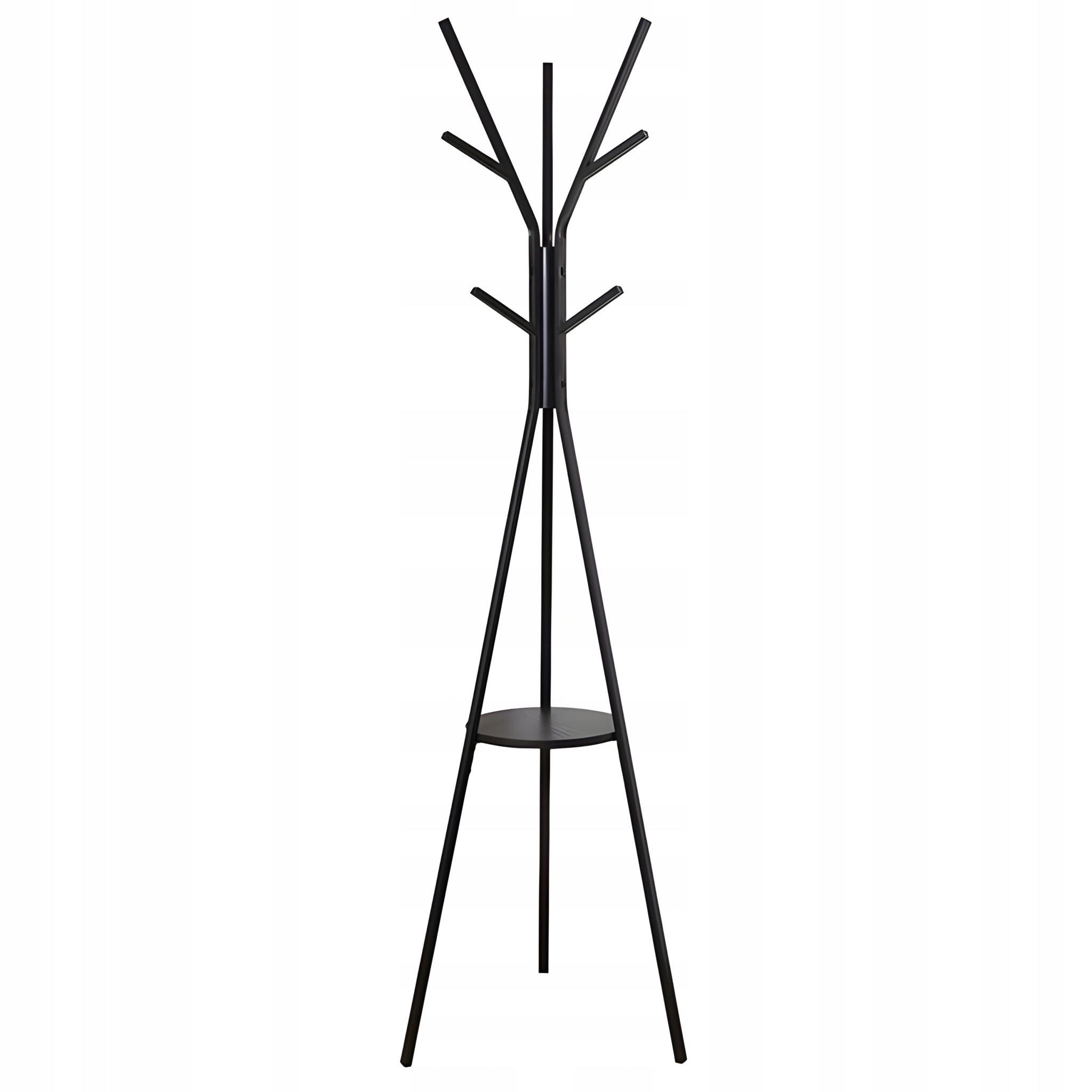 STOVĖJANTI METALINĖ JUODA LOFT STILIAUS 9 KABLIUKŲ 180 CM DRABUŽIŲ KABINIMO KROSNIS