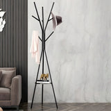 STOVĖJANTI METALINĖ JUODA LOFT STILIAUS 9 KABLIUKŲ 180 CM DRABUŽIŲ KABINIMO KROSNIS