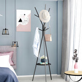 STOVĖJANTI METALINĖ JUODA LOFT STILIAUS 9 KABLIUKŲ 180 CM DRABUŽIŲ KABINIMO KROSNIS