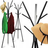 STOVĖJANTI METALINĖ JUODA LOFT STILIAUS 9 KABLIUKŲ 180 CM DRABUŽIŲ KABINIMO KROSNIS