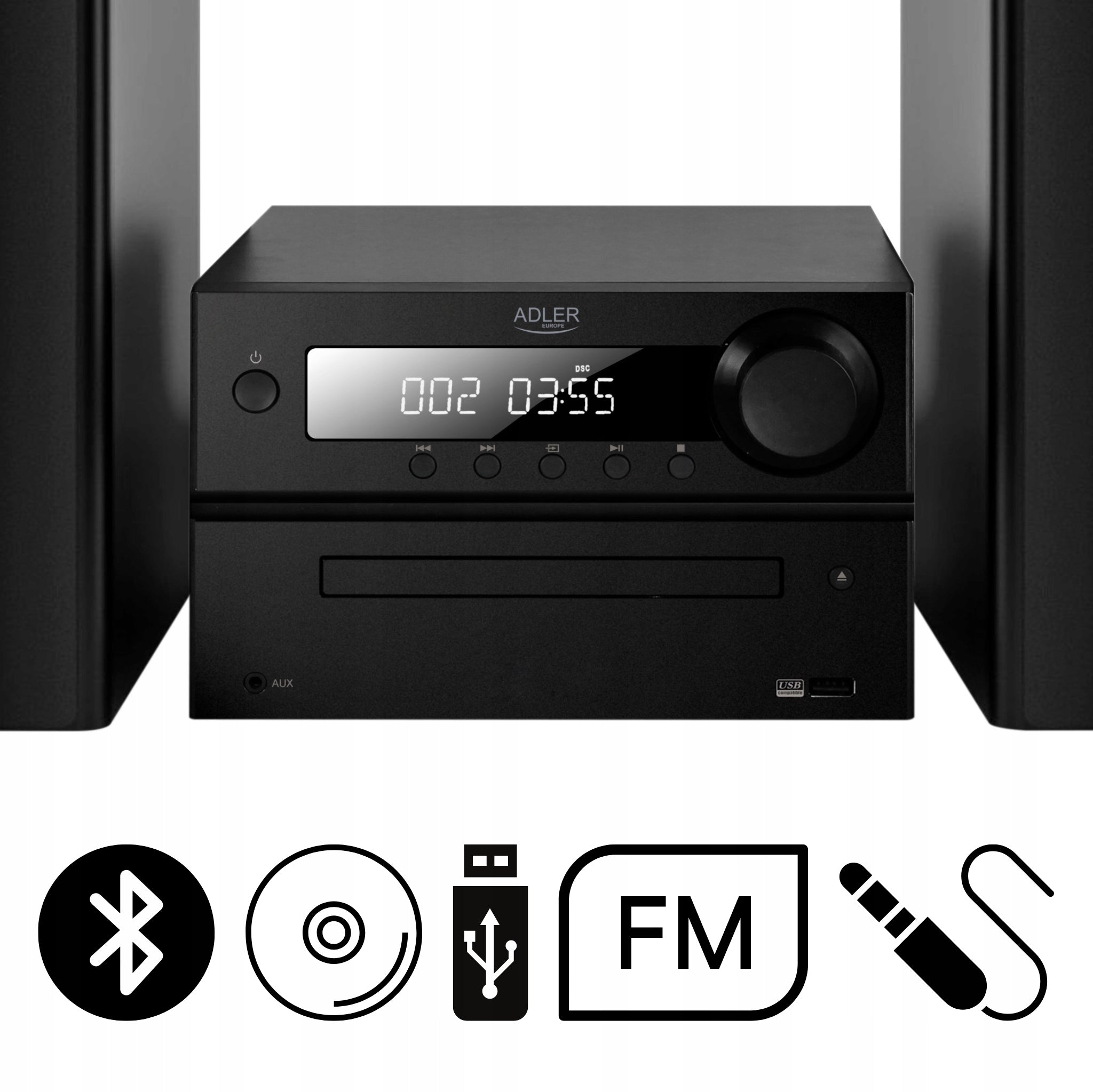 HI-FI Stereo sistema su Bluetooth CD MP3 USB FM radijas "Adler" AD 1917