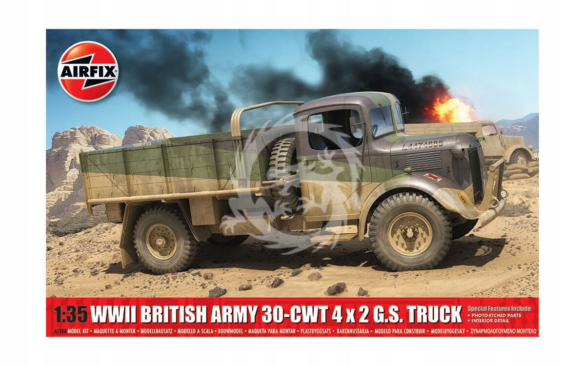 II pasaulinio karo Britų armijos 30-cwt 4x2 GS sunkvežimis Airfix A1380 1/35 mastelis