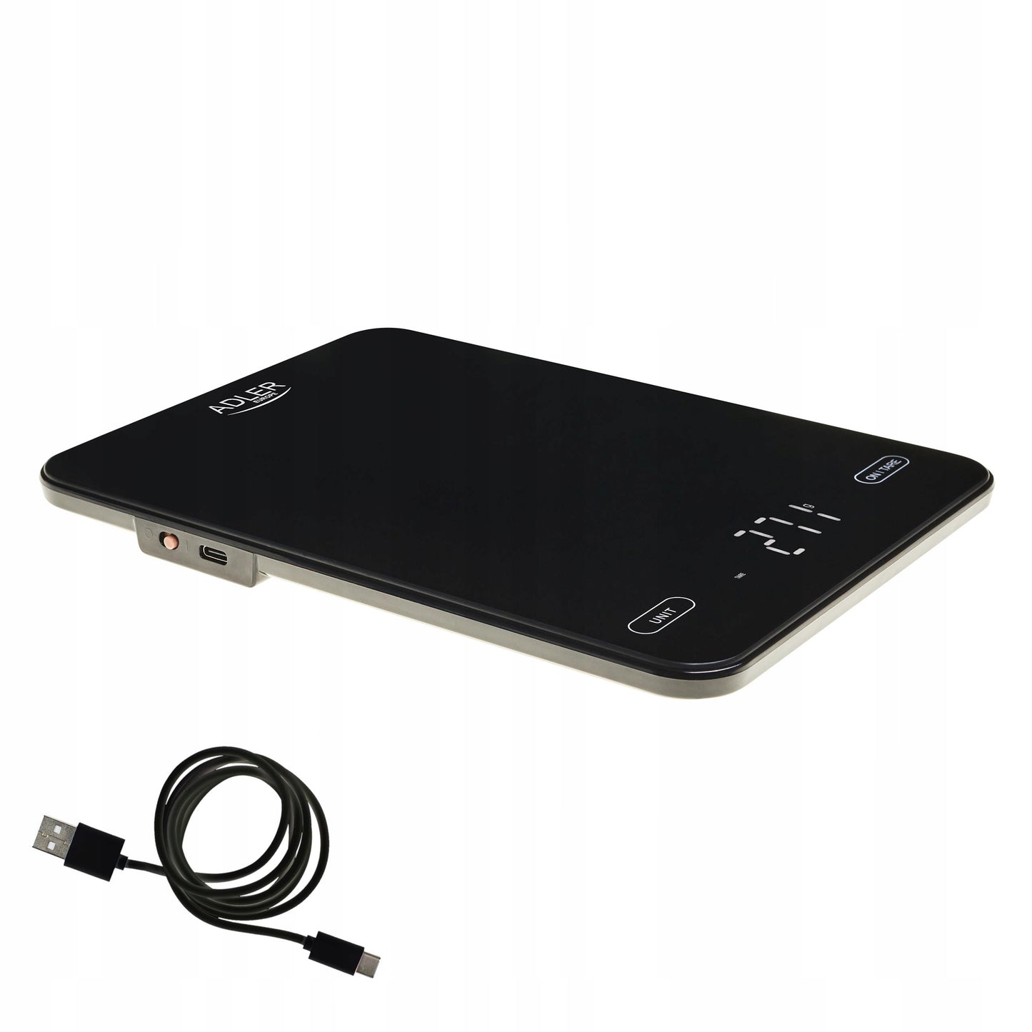 Elektroninės virtuvinės svarstyklės 10kg LED USB įkrovimas juodos