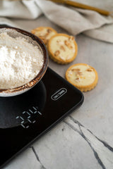 Elektroninės virtuvinės svarstyklės 10kg LED USB įkrovimas juodos