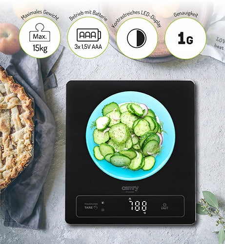 Elektroninės virtuvinės svarstyklės 15kg LED bekontaktis taravimas
