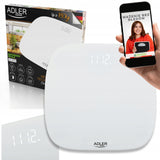 Elektroninės stiklinės vonios svarstyklės, tikslumo iki 180kg, grynos baltos spalvos, LED