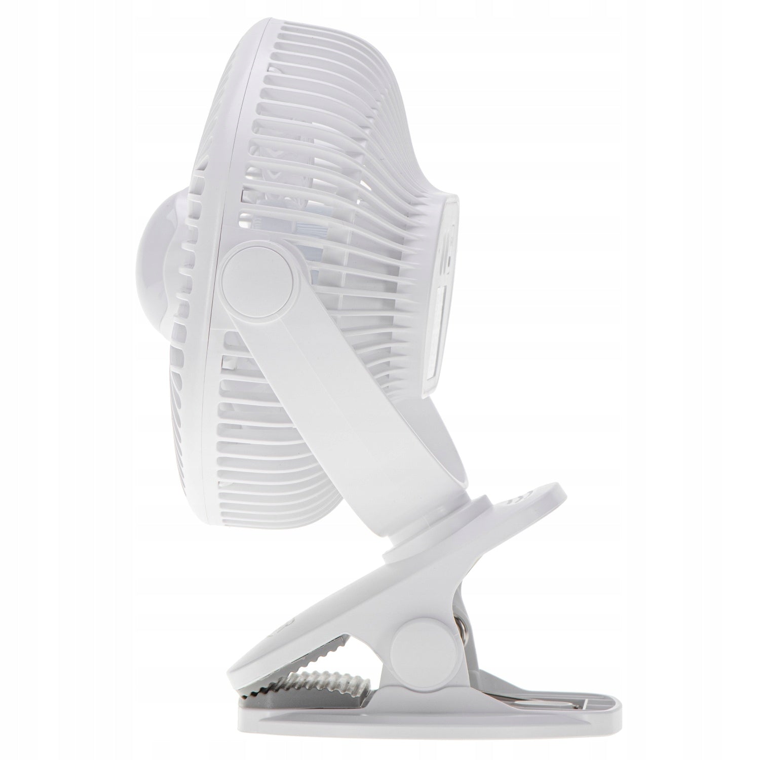 Mini stalo ventiliatorius, akumuliatorinis, su spaustuku, 3 greičių, LED, namams ir sodui