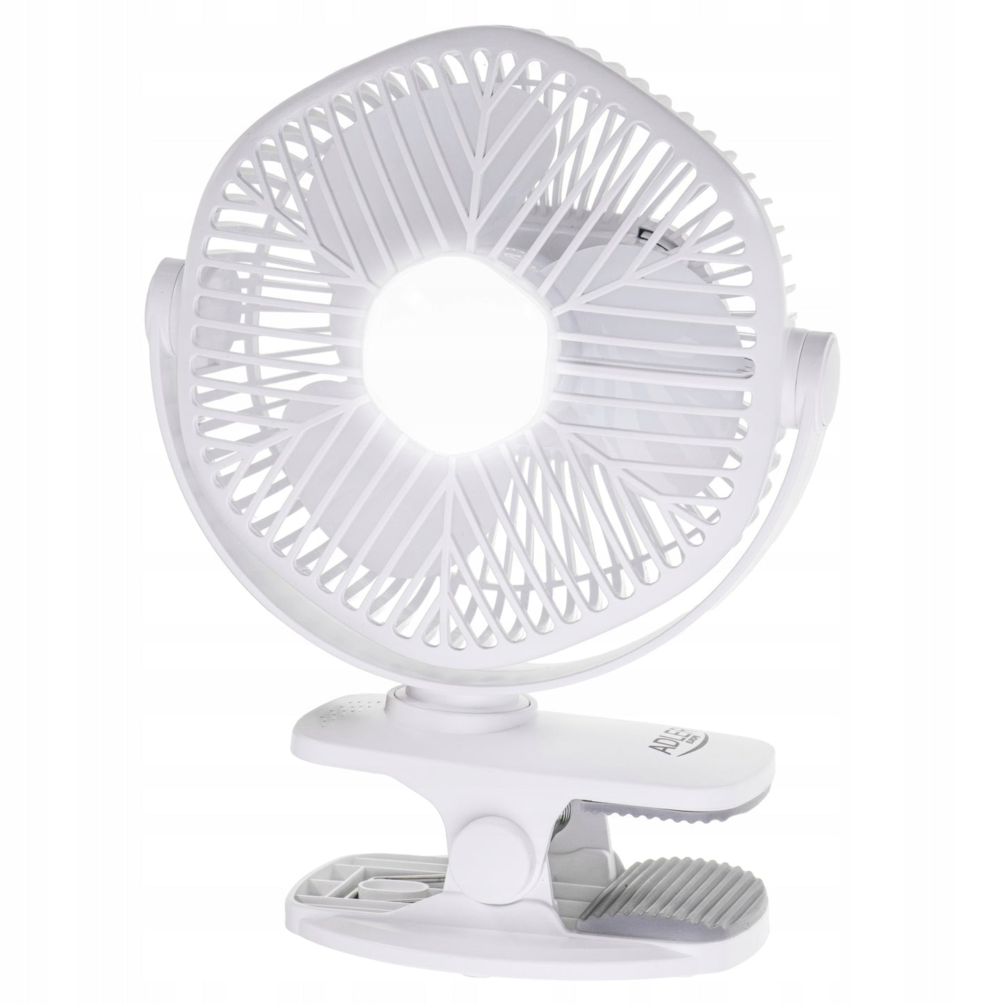 Mini stalo ventiliatorius, akumuliatorinis, su spaustuku, 3 greičių, LED, namams ir sodui