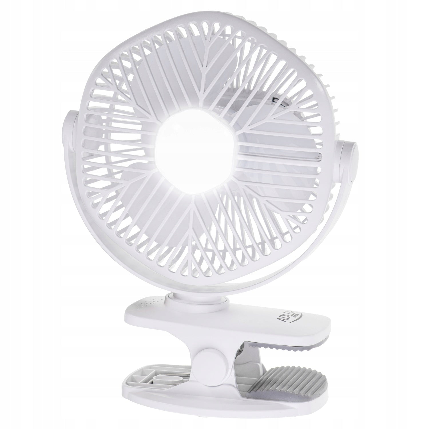 Mini stalo ventiliatorius, akumuliatorinis, su spaustuku, 3 greičių, LED, namams ir sodui