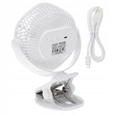 Mini stalo ventiliatorius, akumuliatorinis, su spaustuku, 3 greičių, LED, namams ir sodui