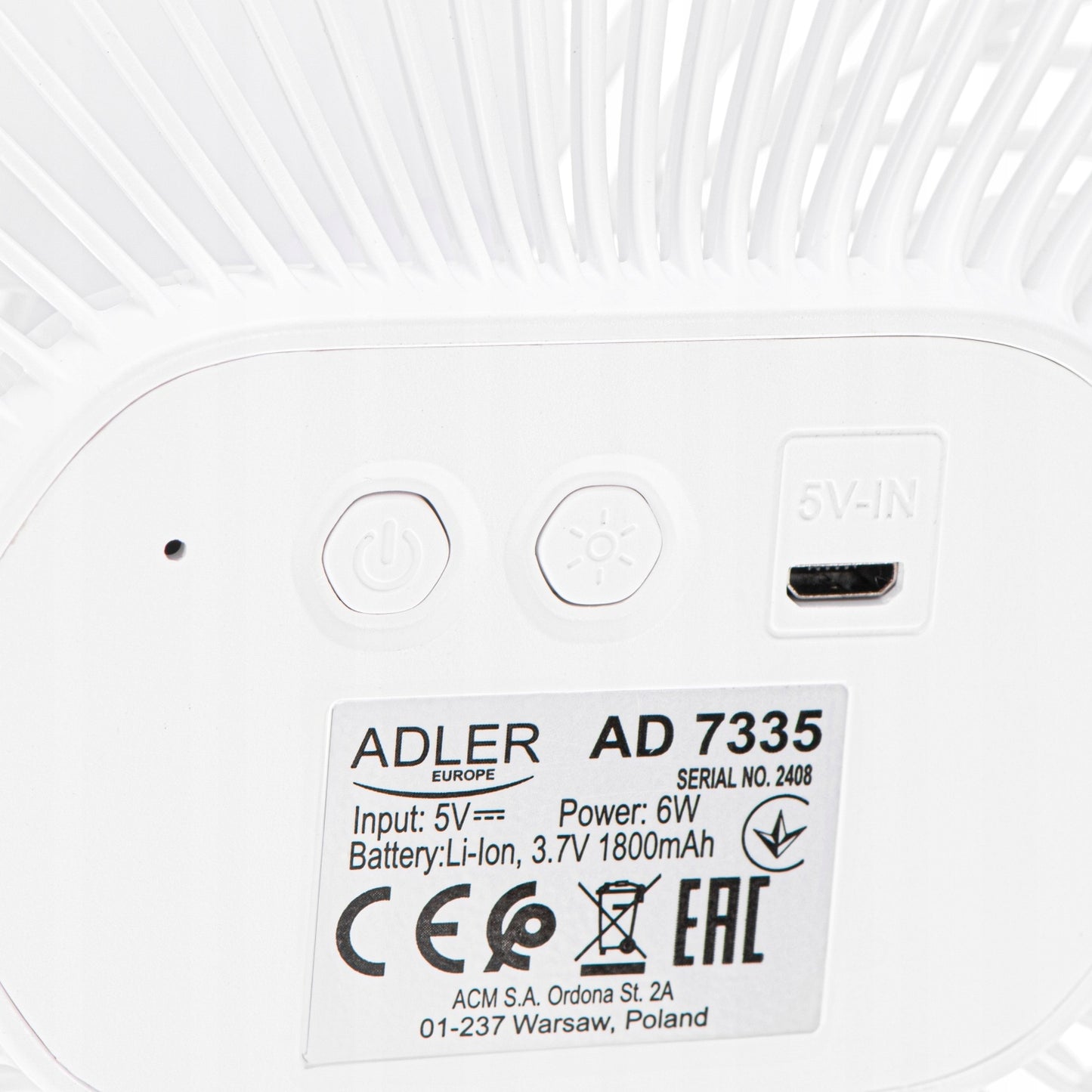 Mini stalo ventiliatorius, akumuliatorinis, su spaustuku, 3 greičių, LED, namams ir sodui