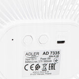 Mini stalo ventiliatorius, akumuliatorinis, su spaustuku, 3 greičių, LED, namams ir sodui