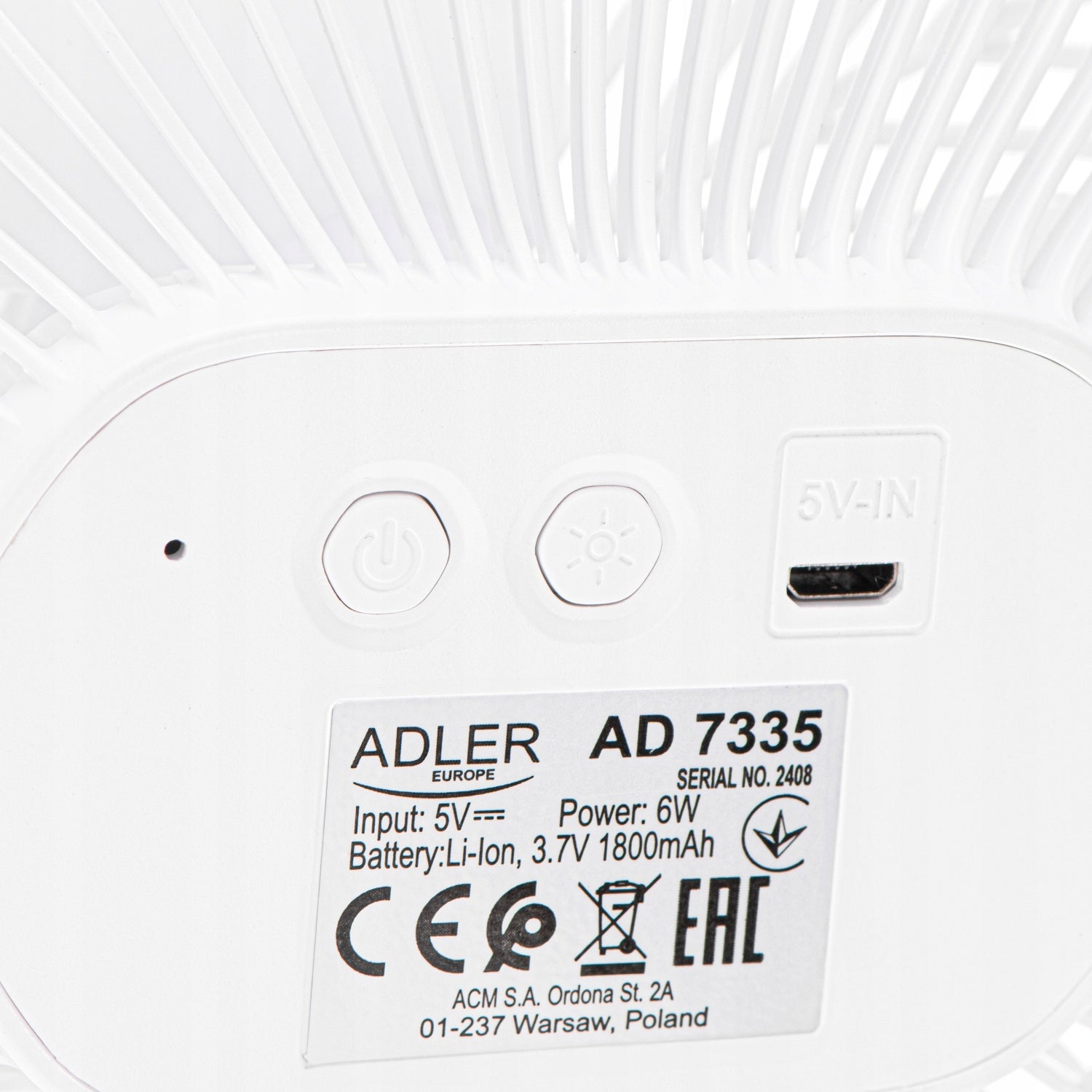 Mini stalo ventiliatorius, akumuliatorinis, su spaustuku, 3 greičių, LED, namams ir sodui