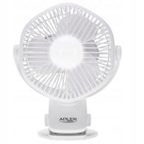 Mini stalo ventiliatorius, akumuliatorinis, su spaustuku, 3 greičių, LED, namams ir sodui