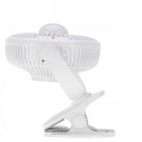 Mini stalo ventiliatorius, akumuliatorinis, su spaustuku, 3 greičių, LED, namams ir sodui