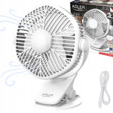 Mini stalo ventiliatorius, akumuliatorinis, su spaustuku, 3 greičių, LED, namams ir sodui