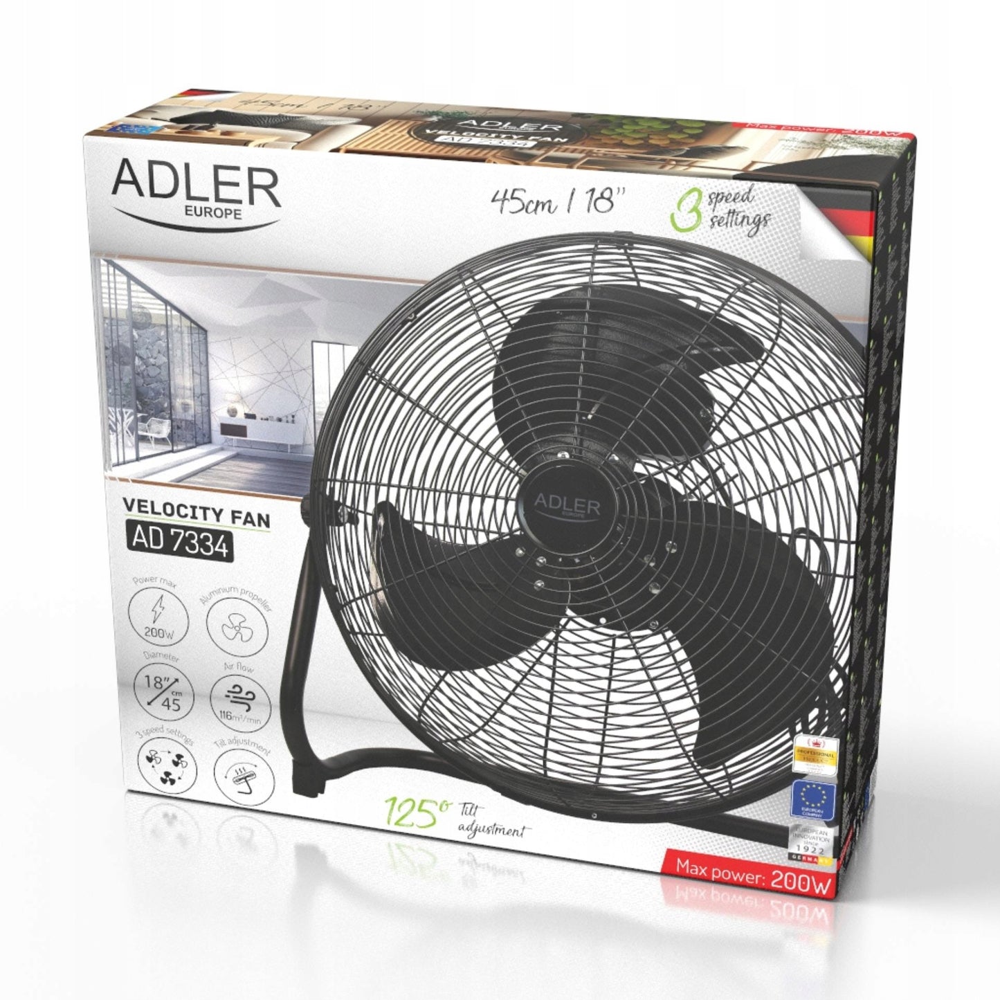 Pastatomas ventiliatorius Namams ir sodui Galingas 200W 45 Cm 3 Greičių