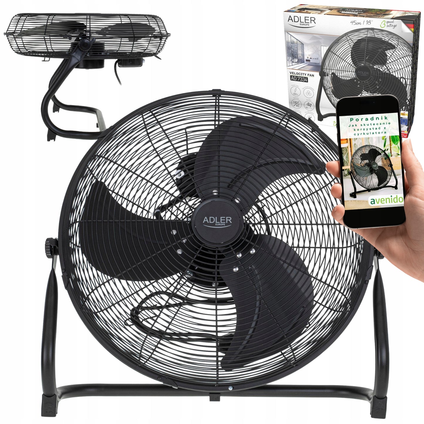 Pastatomas ventiliatorius Namams ir sodui Galingas 200W 45 Cm 3 Greičių