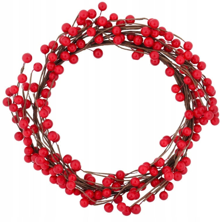 Kalėdinis vainikas iš šermukšnių uogų 25cm Raudona Dekoratyvinė puošmena