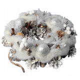 Kalėdinis vainikas durų dekoracija 26 cm baltas Paruošta puošmena