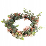 Kalėdinis vainikas gausiai papuoštas lašišos spalvos su blizgučiais 50 cm DEKORACIJA