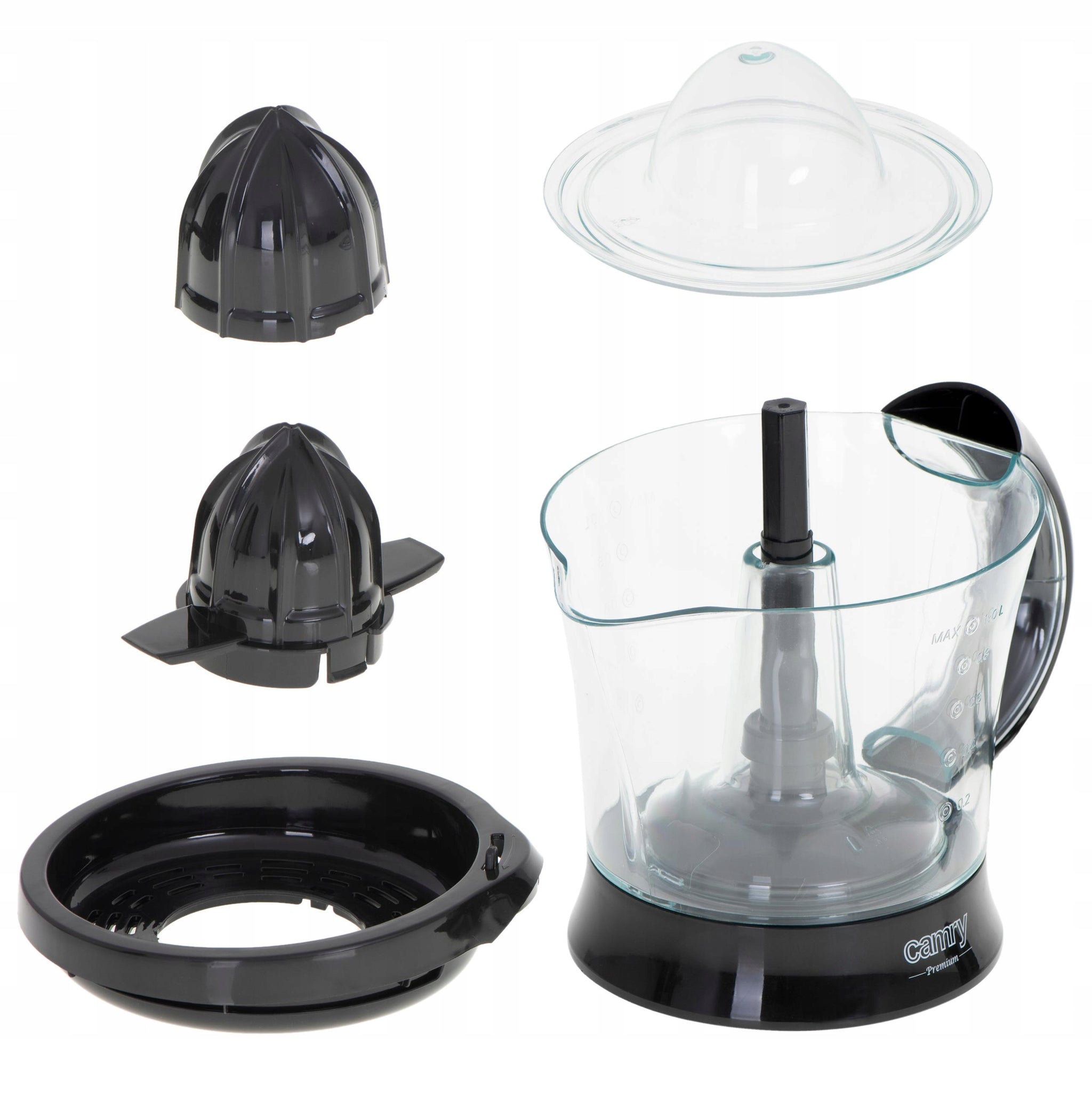 Elektrinė citrusinių vaisių sulčiaspaudė virtuvei, 60W, dvikryptė, 2 kūgiai, 1L talpa