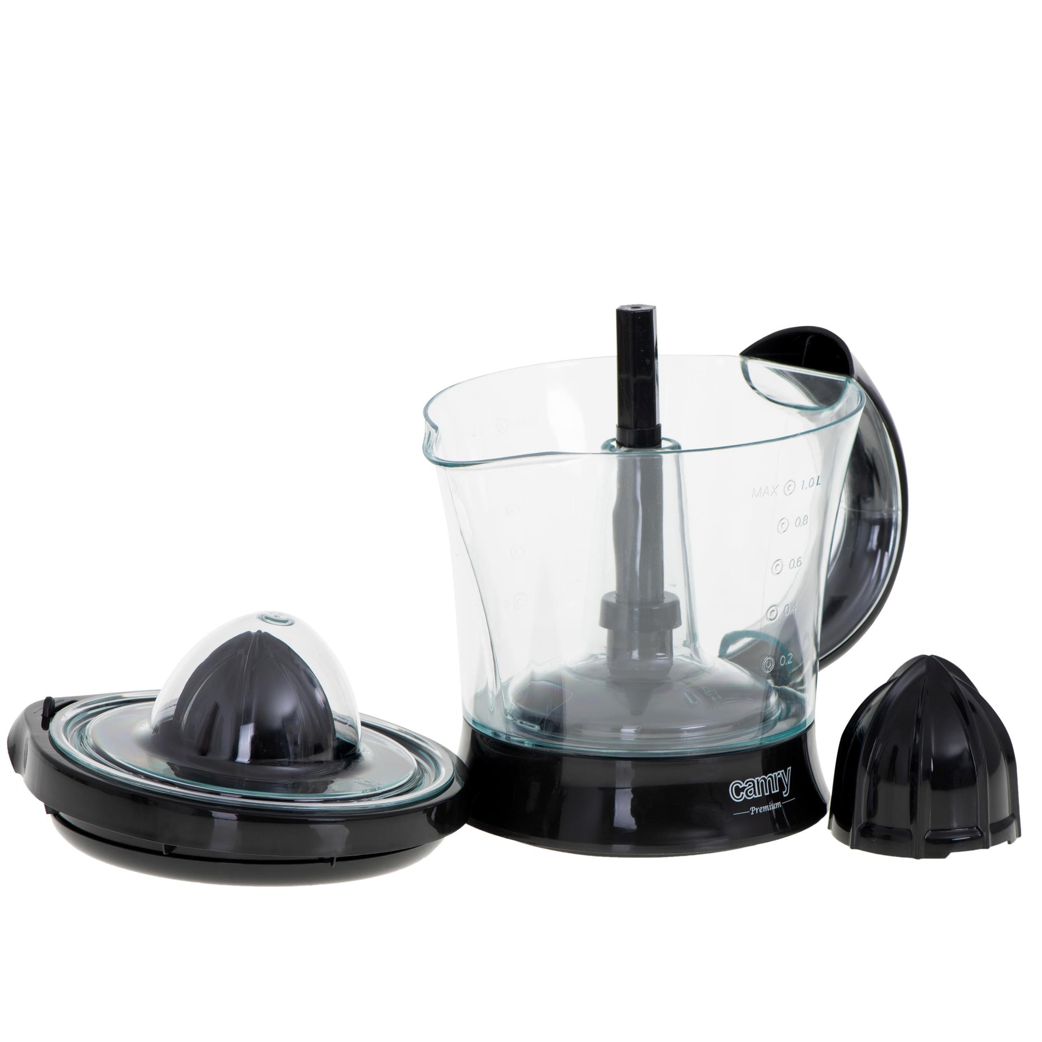 Elektrinė citrusinių vaisių sulčiaspaudė virtuvei, 60W, dvikryptė, 2 kūgiai, 1L talpa