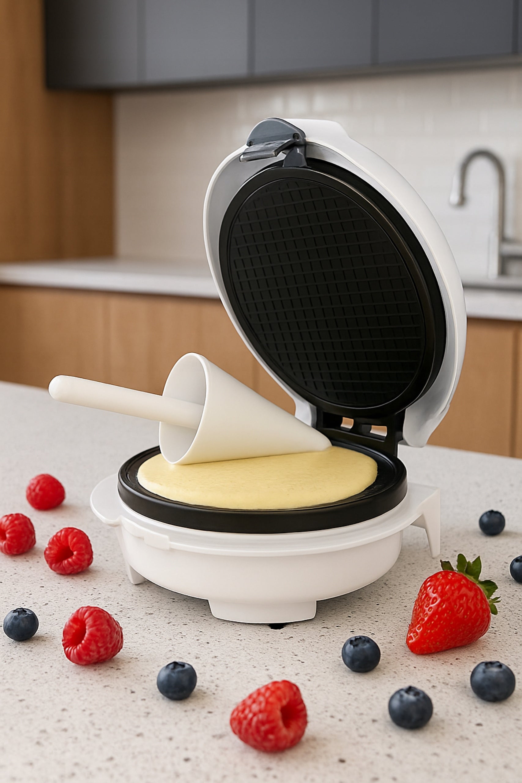 Vaflinė ragučių, vamzdelių, dubenėlių, nepridegančios plokštelės, galinga 1500W