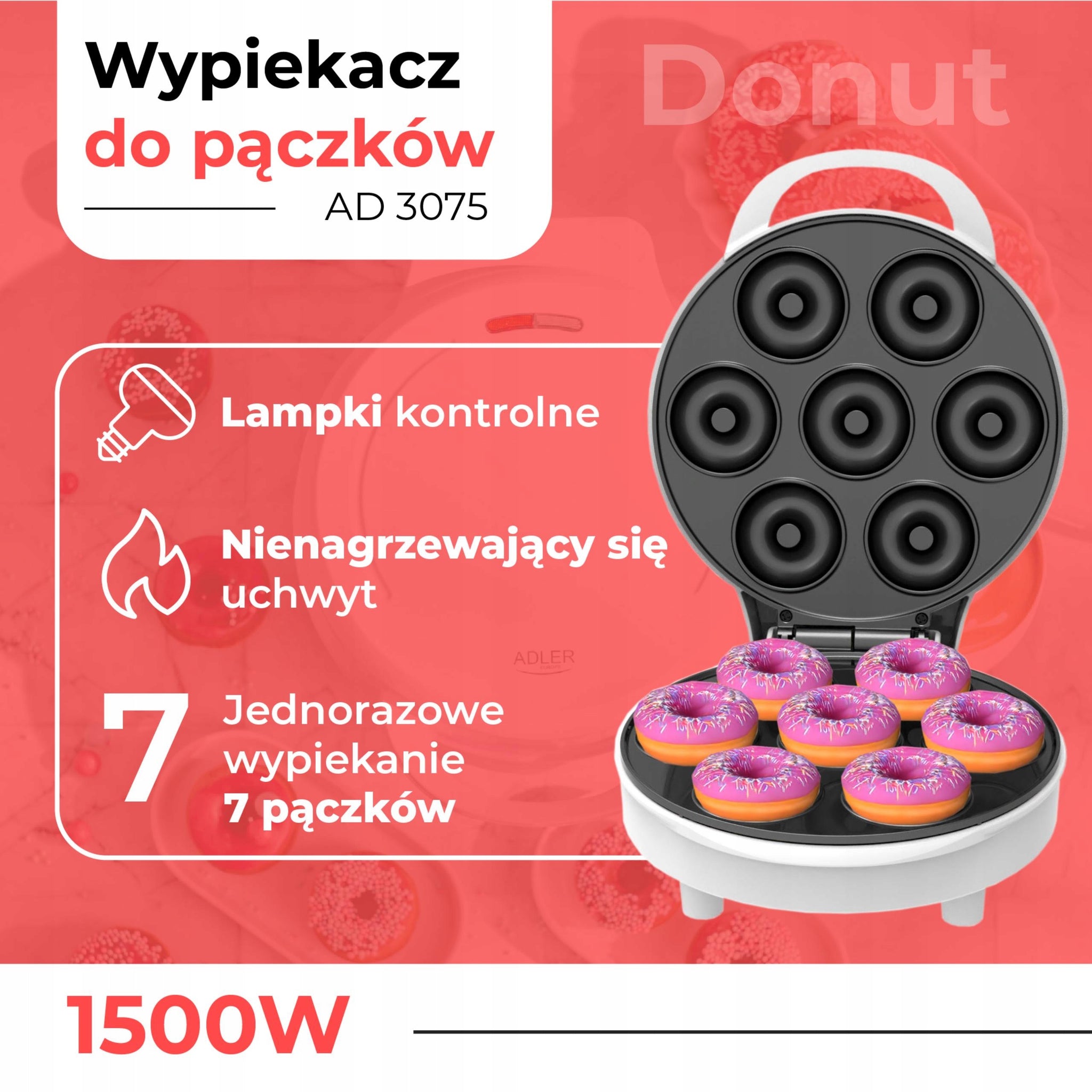 Spurgų kepimo aparatas, 5cm, 1500W, nepridegančia danga
