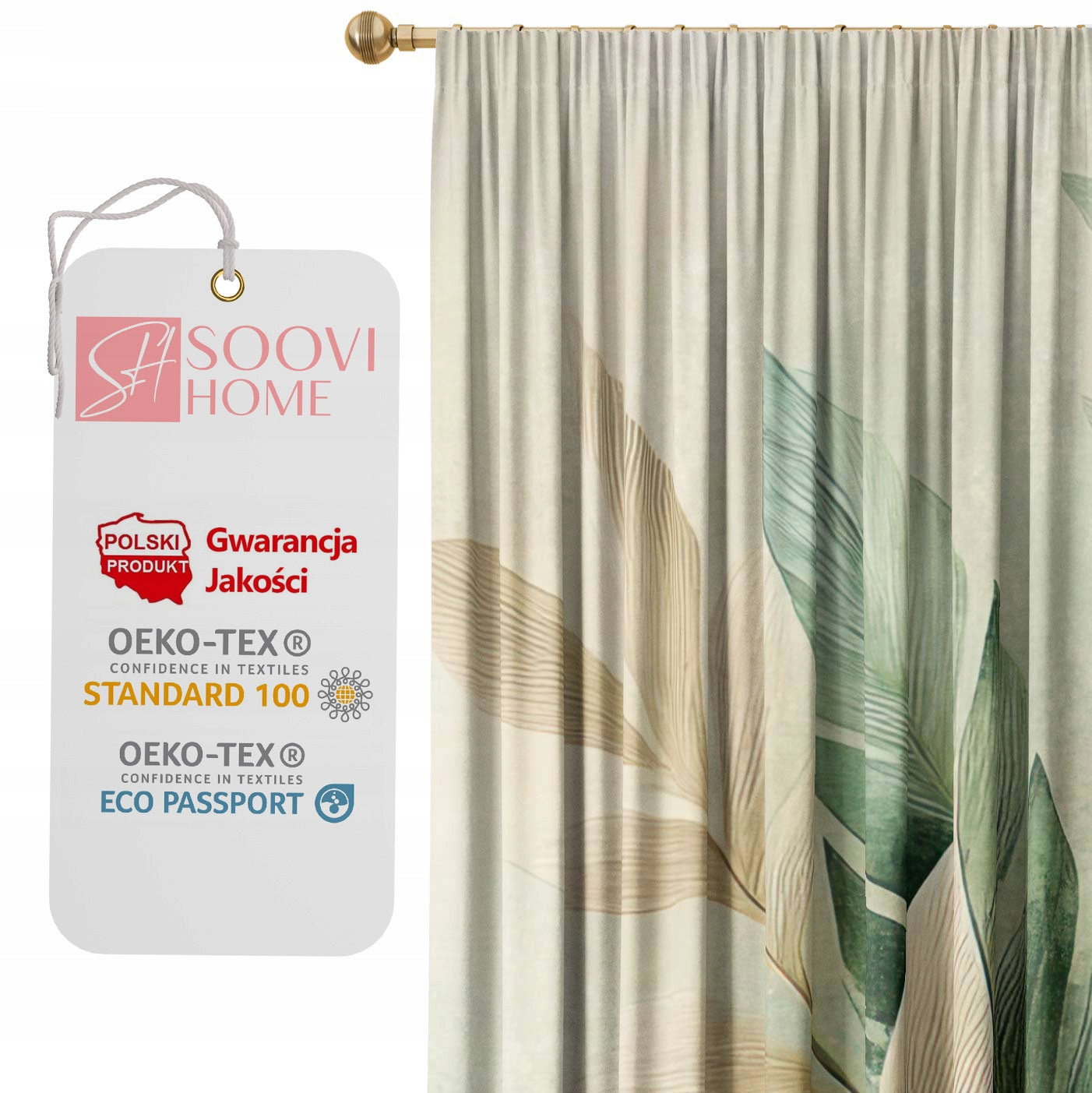 PARUOSTA UŽuolaida ant kabliukų 140x240 Užuolaidos ant juostelės 240cm Soovi Home