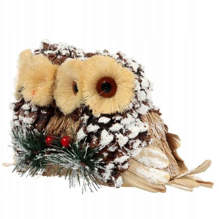 Kalėdinė pakabukas medinės pelėdos su dekoracija 24 cm Kalėdinė puošmena