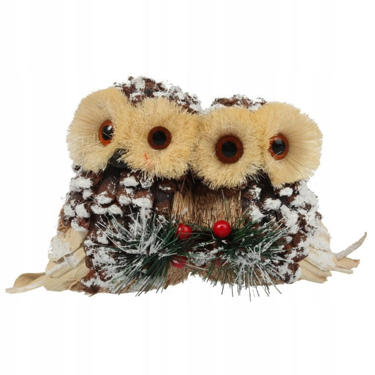 Kalėdinė pakabukas medinės pelėdos su dekoracija 24 cm Kalėdinė puošmena