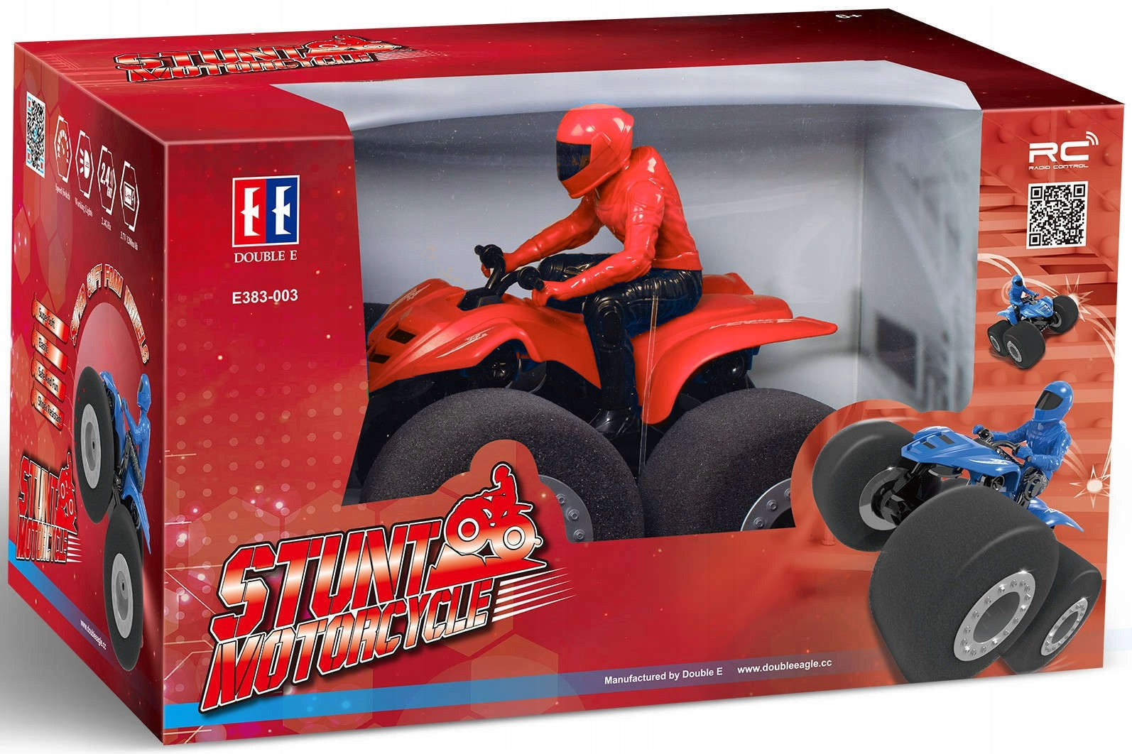 NUOTOLINIU BŪDU VALDOMAS MOTOCIKLAS, MOTORAS, AKROBATINIS QUAD RC SU DIDELĖMIS PUTŲ GUMOS RATUKAIS