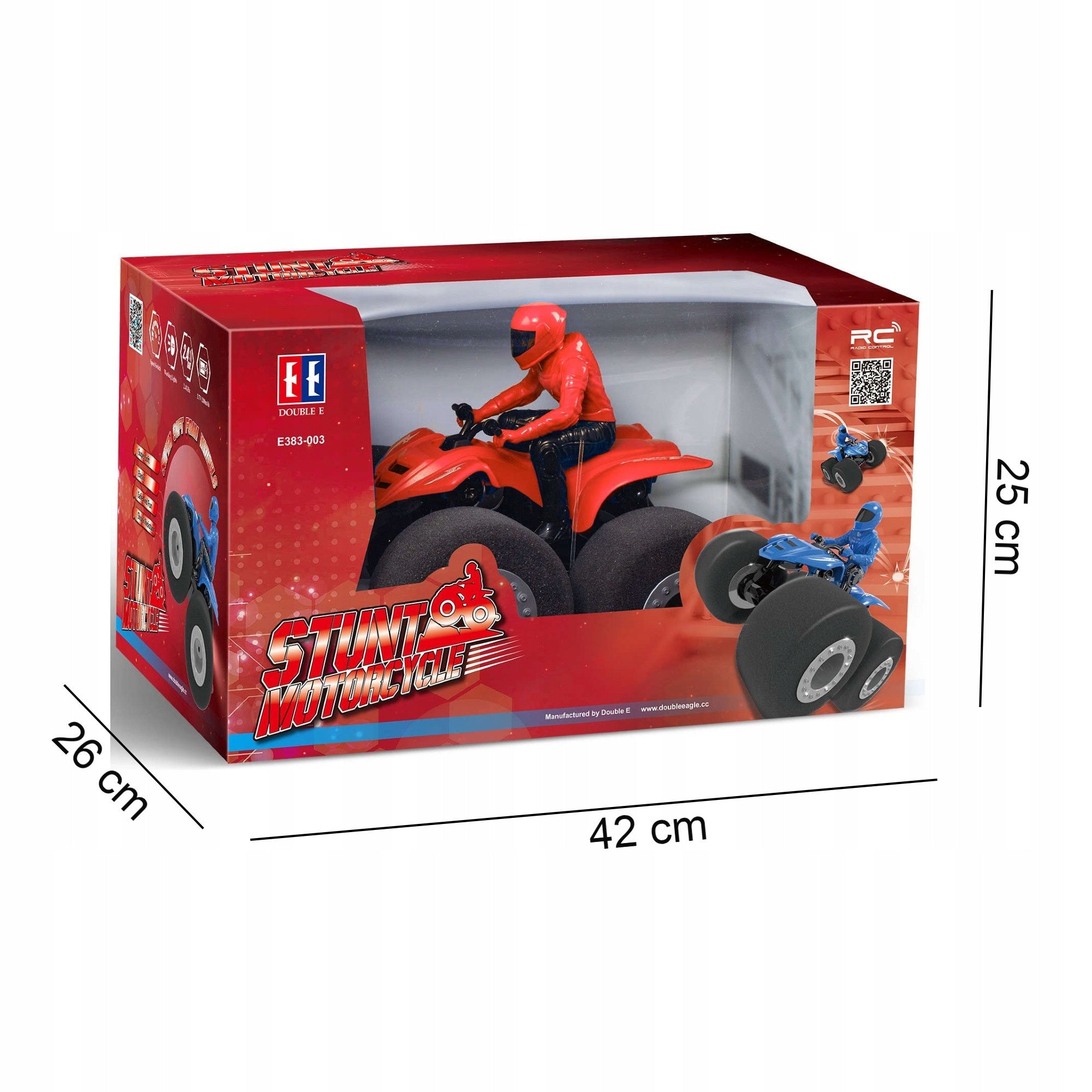 NUOTOLINIU BŪDU VALDOMAS MOTOCIKLAS, MOTORAS, AKROBATINIS QUAD RC SU DIDELĖMIS PUTŲ GUMOS RATUKAIS