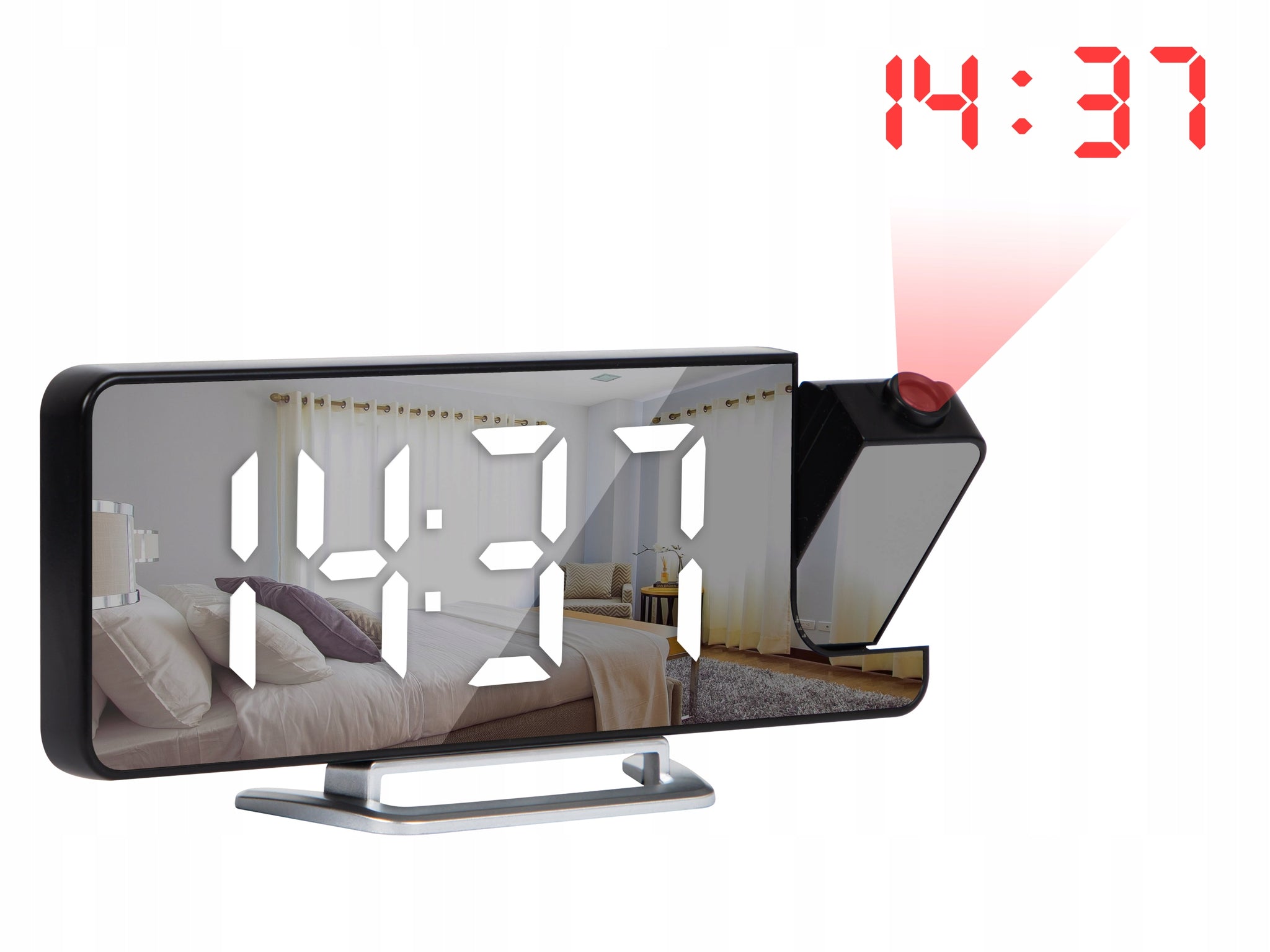 ELEKTRONINIS SKAITMENINIS ŽADINTUVAS SU LED PROJEKTORIUMI VEIDRODIS TERMINOMĖTRIS