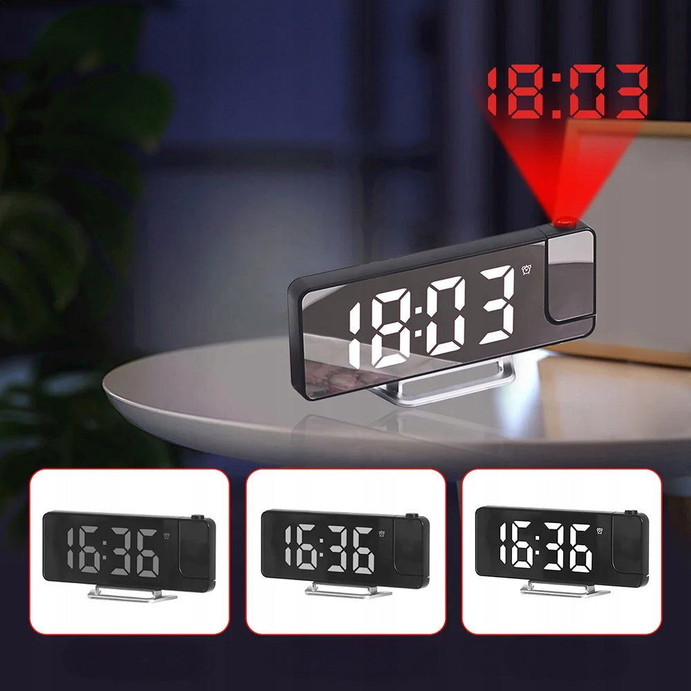 ELEKTRONINIS SKAITMENINIS ŽADINTUVAS SU LED PROJEKTORIUMI VEIDRODIS TERMINOMĖTRIS