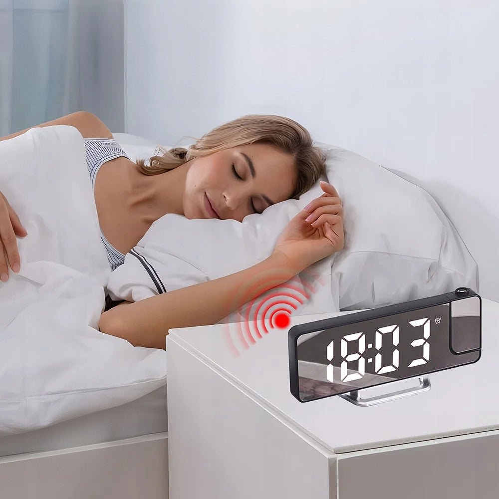 ELEKTRONINIS SKAITMENINIS ŽADINTUVAS SU LED PROJEKTORIUMI VEIDRODIS TERMINOMĖTRIS