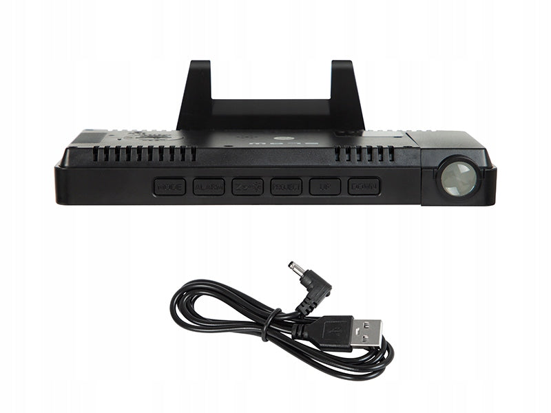 ELEKTRONINIS ŽADINTUVAS SU SKAITMENIU, LED PROJEKTORIUMI, VEIDRODŽIU IR TERMOMETRU