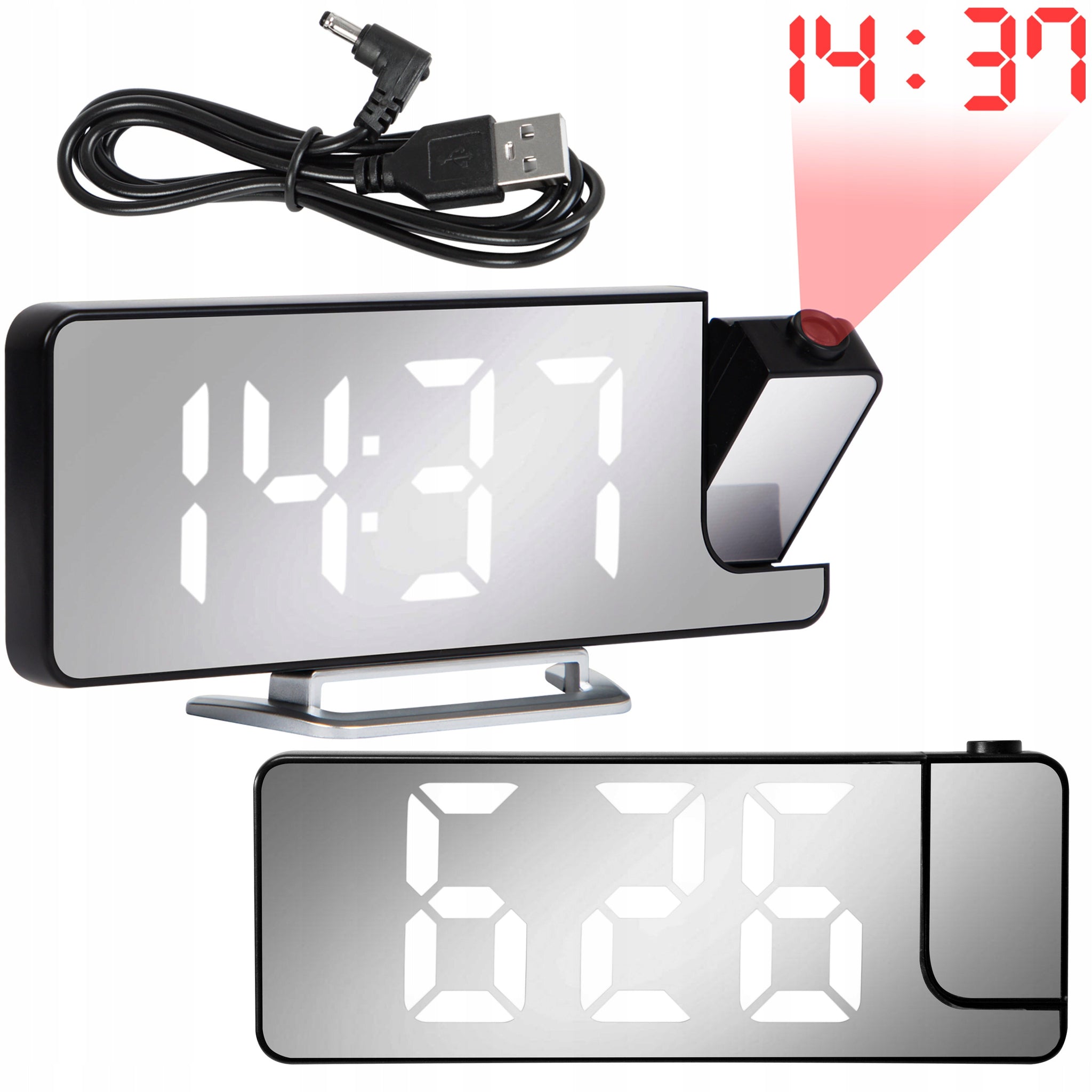 ELEKTRONINIS SKAITMENINIS ŽADINTUVAS SU LED PROJEKTORIUMI VEIDRODIS TERMINOMĖTRIS