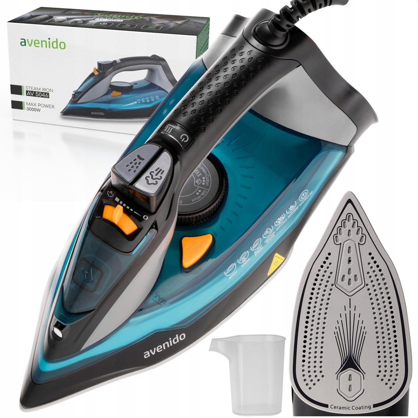 Rankinis garų lygintuvas, galingas 3000W, Strażak, vertikalus lyginimas, ANTI-CALC