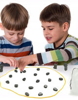 40vnt. magnetinių akmenukų rinkinys; magnetai; raištelis; edukacinis žaidimas vaikams