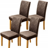 4 VNT. VELIŪRINĖ KĖDĖS DĖKLŲ KOMPLEKTAS UNIVERSALUS KĖDĖMS OEKO TEX RUDOS SPALVOS