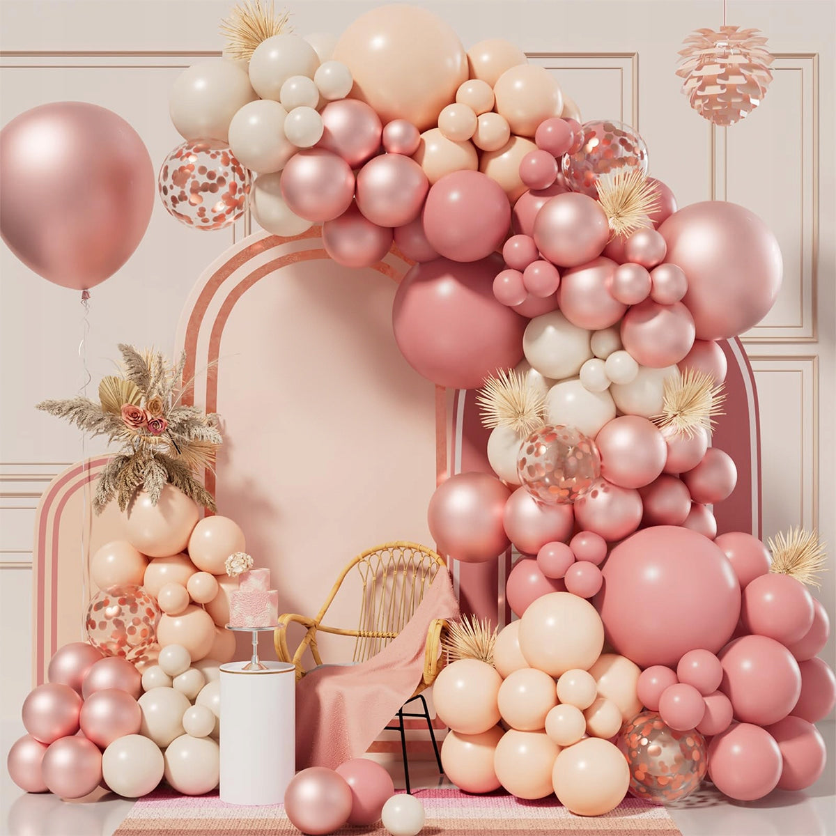 ROŽINIŲ BALIONŲ RINKINYS KRIKŠTYNOMS, METINĖMS, KŪDIKIO VAKARĖLIUI, MERGAIČIŲ GIRliANDA 102