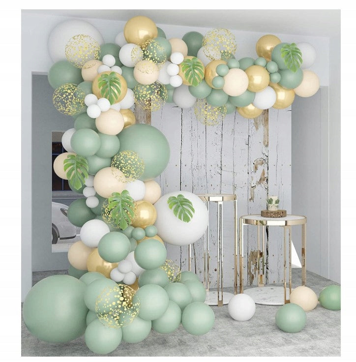 ŽALIAUKŠČIŲ IR AUKSO BALIONŲ RINKINYS BOHO KRIKŠTYNOS METINĖS JŪSŲ VAIKO GIMTADIENIO ŠVENTĖ