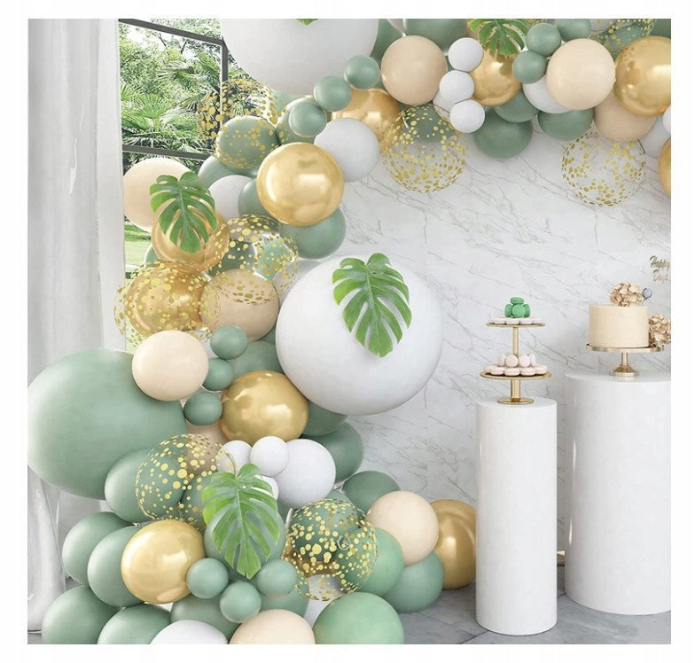 ŽALIAUKŠČIŲ IR AUKSO BALIONŲ RINKINYS BOHO KRIKŠTYNOS METINĖS JŪSŲ VAIKO GIMTADIENIO ŠVENTĖ