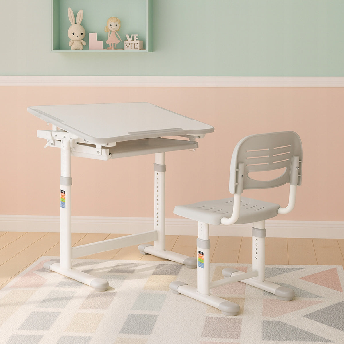 Vaikiško rašomojo stalo ir kėdės rinkinys su REGULIUOJAMAUKŠČIU Spacetronik mėlynas